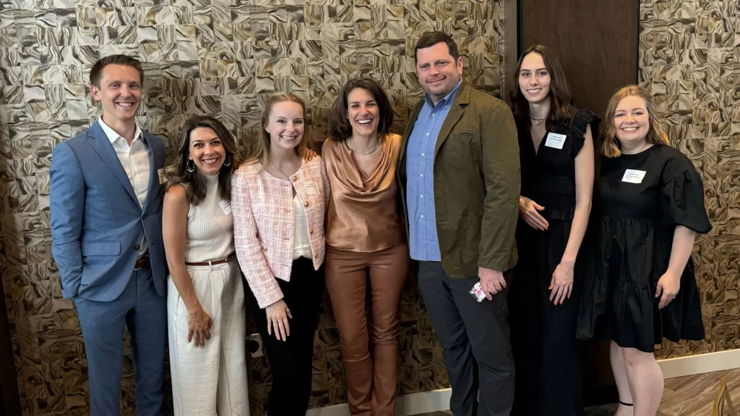 The Irvin PR Team (from left to right - Justin Holbrock, Audrey Adair, Mia White, Sarah Irvin Clark, Dan Farkas, Lydia Weyrich, Stephanie Steel)